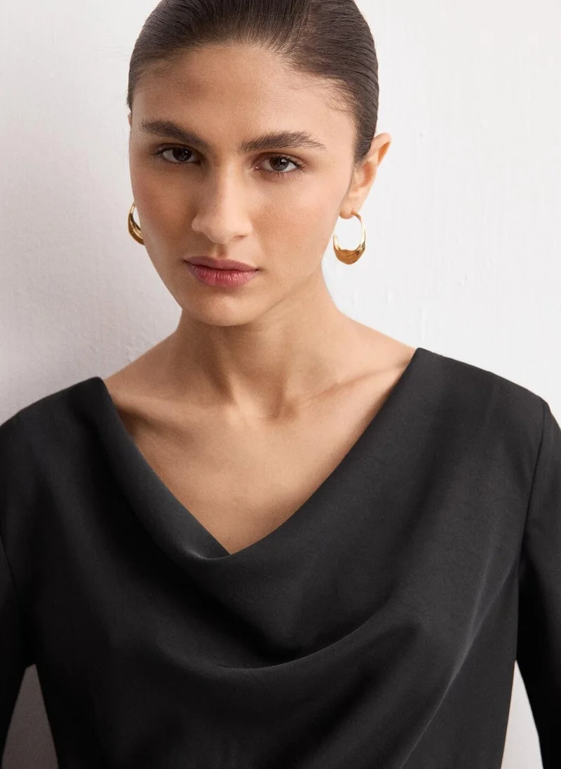 MANGO  Long dress with draped neck for Women | Best Price UAE